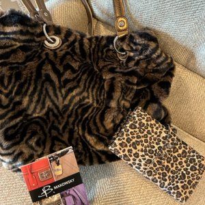 NEW B Makowsky faux fur handbag